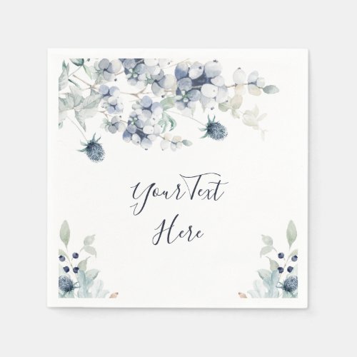 Elegant Dusty Blue Winter Foliage Party Napkins