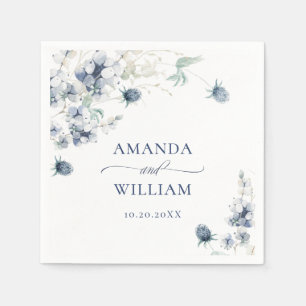 Elegant Dusty Blue Winter Foliage Wedding Napkins