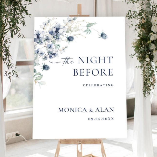 Elegant Dusty Blue Winter REHEARSAL DINNER Welcome Foam Board (Creator Uploaded)