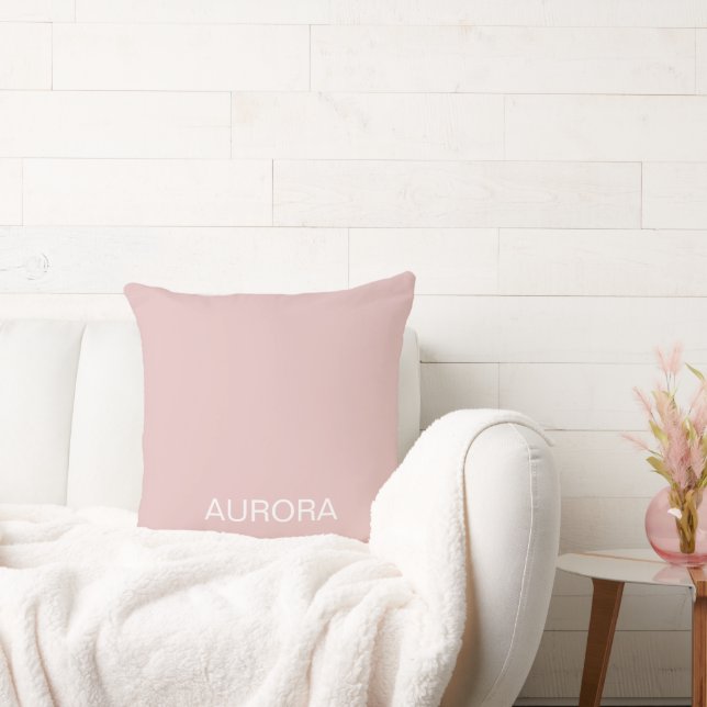 Elegant Dusty Blush Personalized Name -  Throw Pillow (Couch)
