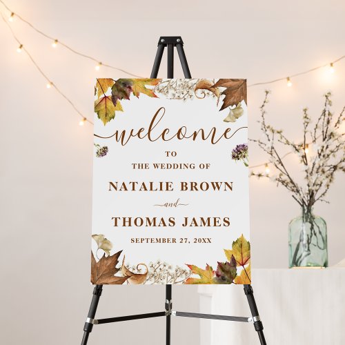 Elegant Dusty Brown Autumn Fall Wedding Welcome  Foam Board