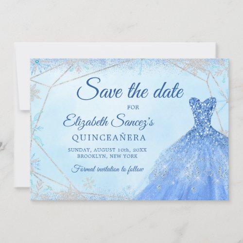 Elegant Dusty Christmas Mis Quince Save The Date Invitation