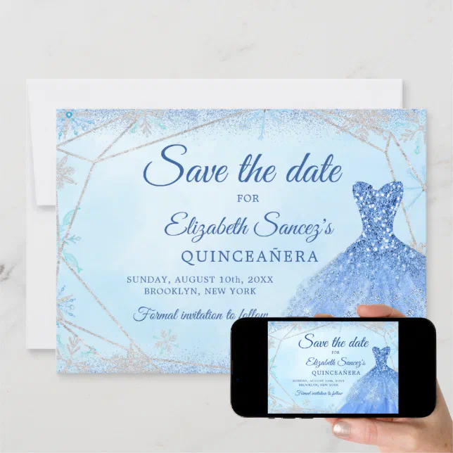 Elegant Dusty Christmas Mis Quince Save The Date Invitation Zazzle