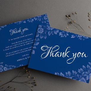 Elegant Dusty French Blue Vintage Floral Wedding Thank You Card