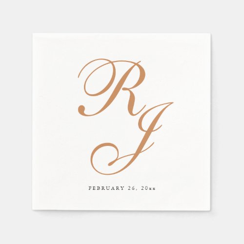 Elegant Dusty Gold Monogram Wedding Napkins