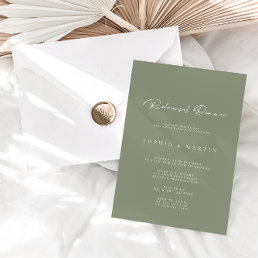 Elegant Dusty Green Calligraphy Rehearsal Dinner  Invitation