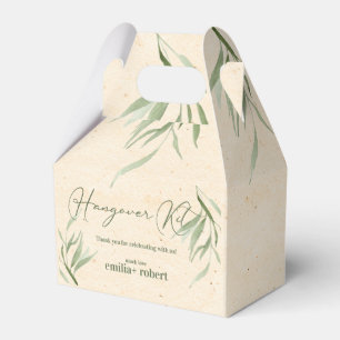 Elegant ,Dusty Green Leaves, Craft Paper Favor Boxes