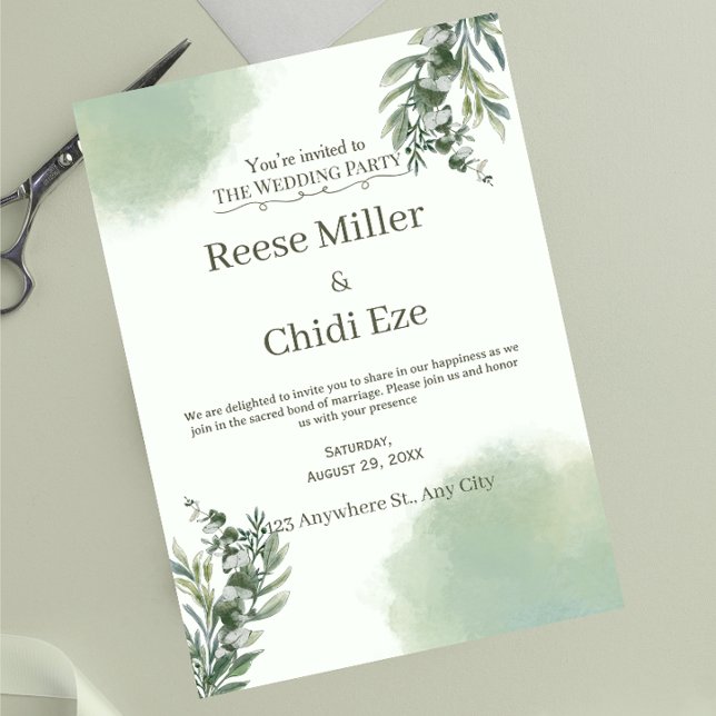Elegant Dusty Green Script Classic Wedding  Invitation (Creator Uploaded)
