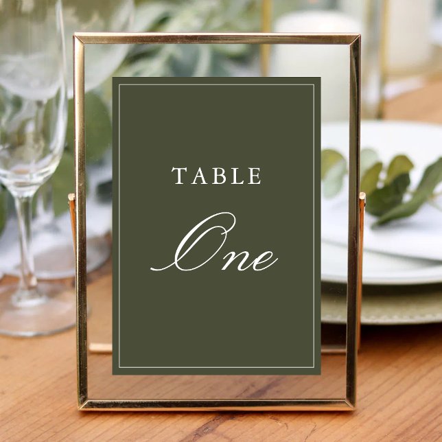 Elegant Dusty Green Script Classic Wedding Table Number (Elegant dusty green script table numbers bring timeless style and effortless guest navigation.)