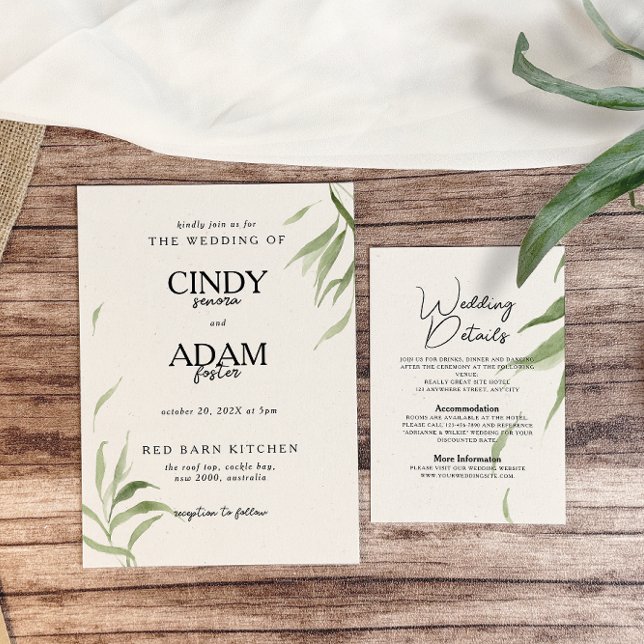 Elegant Dusty Greenery Foliage Wedding Invitation (Creator Uploaded)