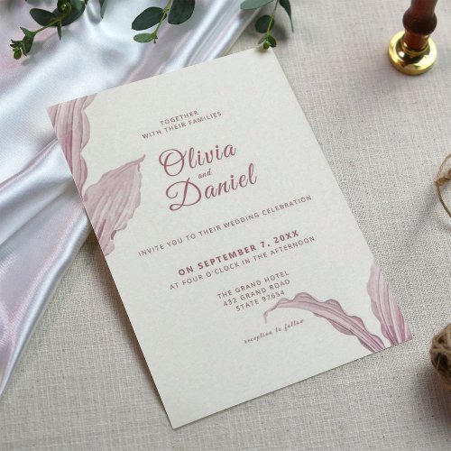 Elegant Dusty Lavender Minimalist Floral Wedding Invitation