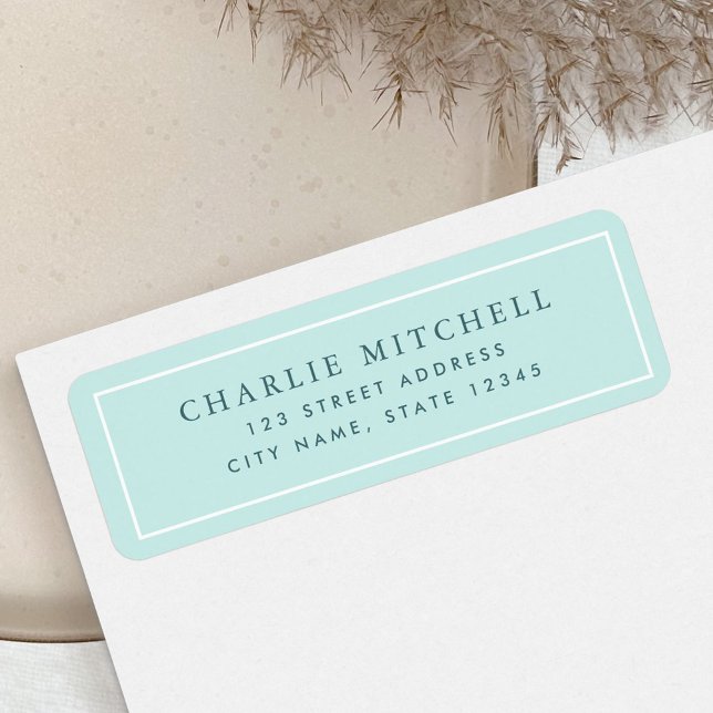 Elegant dusty light aqua blue return address label (Creator Uploaded)