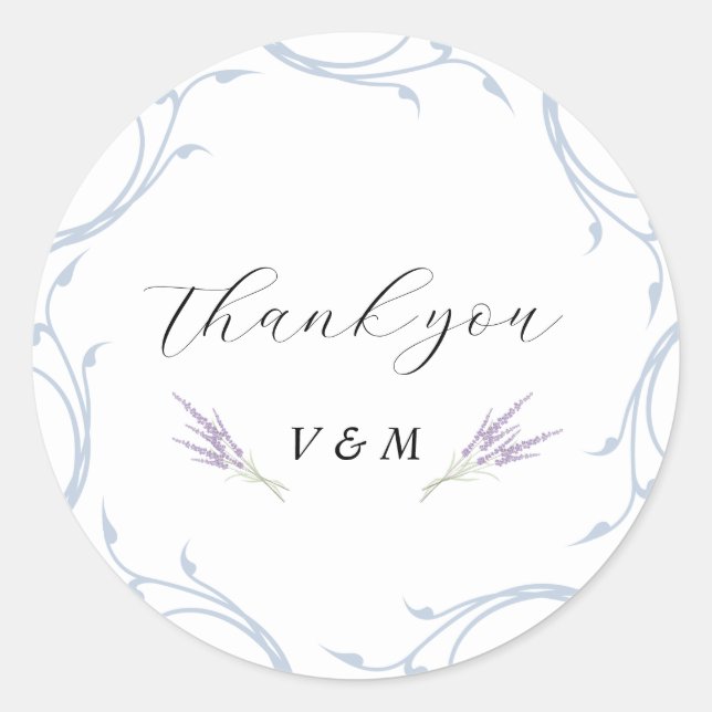 Elegant Dusty Light Blue Circle style Thank You Classic Round Sticker (Front)