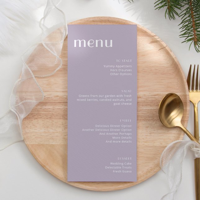 Elegant Dusty Lilac Art Deco Tall Dinner Menu (Creator Uploaded)