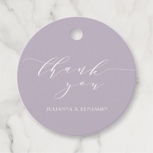 Elegant Dusty Lilac Art Deco Wedding Thank You Favor Tags