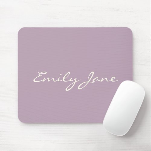 Elegant Dusty Lilac Handwritten Script Name Custom Mouse Pad