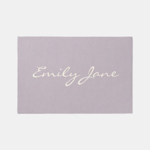 Elegant Dusty Lilac Handwritten Script Name Custom Rug