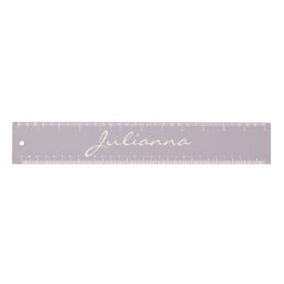 Elegant Dusty Lilac Handwritten Script Name Custom Ruler