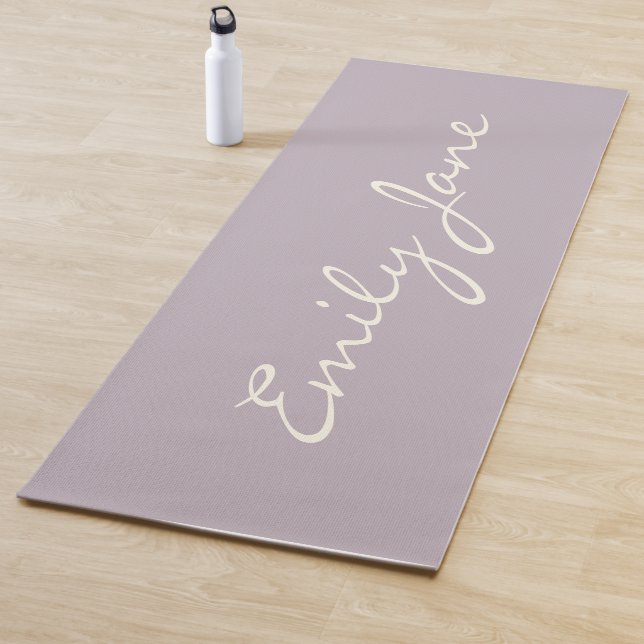 Elegant Dusty Lilac Handwritten Script Name Custom Yoga Mat (In Situ)