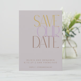 Elegant Dusty Lilac Mid Century Modern Typography Save The Date