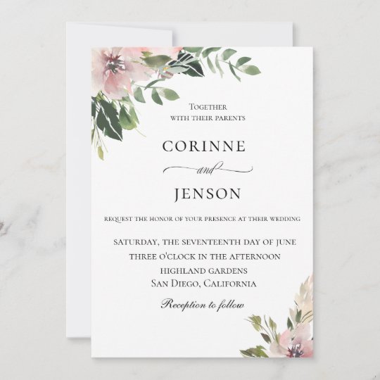 Elegant Dusty Mauve Botanical Wedding Invitation | Zazzle.com