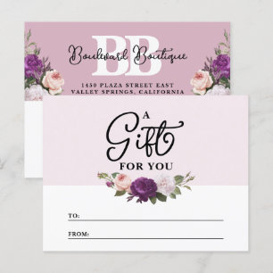 Elegant Dusty Mauve Floral Gift Certificate Card
