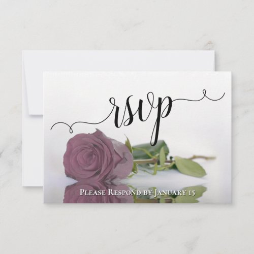 Elegant Dusty Mauve Pink Reflecting Rose Wedding RSVP Card