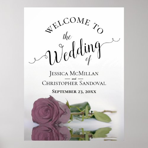 Elegant Dusty Mauve Pink Rose Chic Wedding Welcome Poster