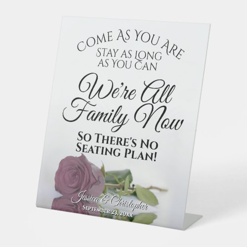 Elegant Dusty Mauve Pink Rose Open Seating Wedding Pedestal Sign