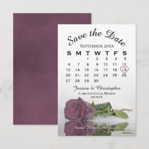 Elegant Dusty Mauve Pink Rose Wedding Calendar Save The Date