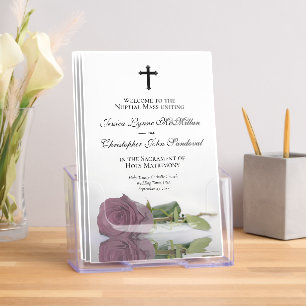 Elegant Dusty Mauve Rose Catholic Wedding Program Brochure