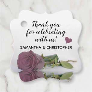 Elegant Dusty Mauve Rose Wedding Thank You Favor Tags