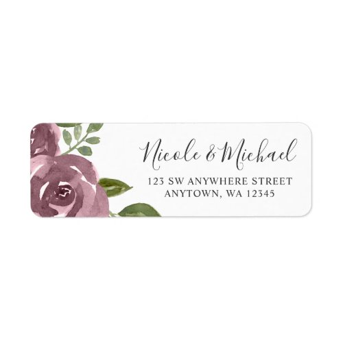 Elegant Dusty Mauve Watercolor Floral Label