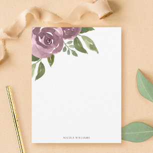 Elegant Dusty Mauve Watercolor Floral Stationery Note Card