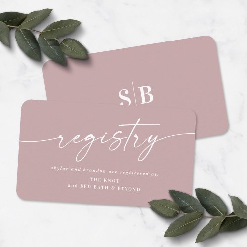 Elegant Dusty Mauve Wedding Shower Gift Registry Enclosure Card