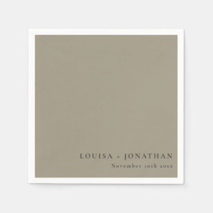 Elegant Dusty Olive Trendy Minimal Custom Wedding Napkins