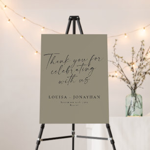 Elegant Dusty Olive Trendy Script Custom Thank You Foam Board