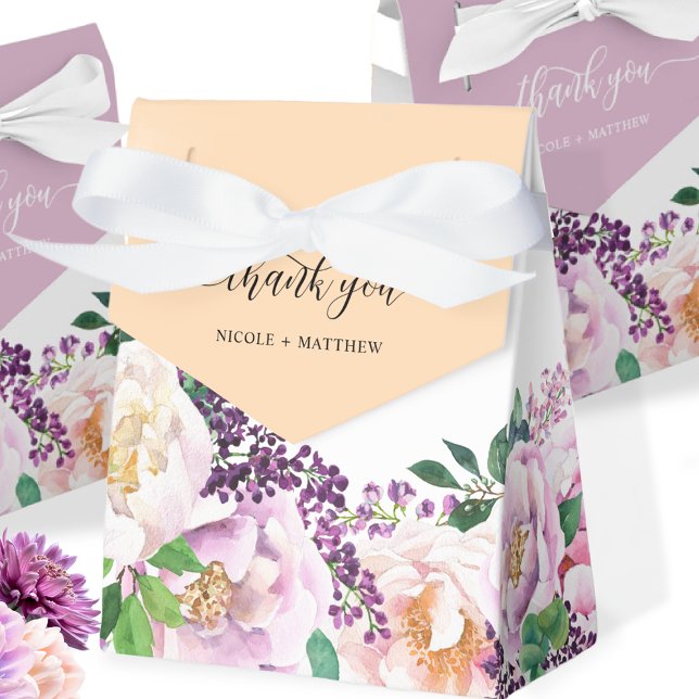 Elegant Dusty Orange and Purple Pastel Floral Favor Boxes (Creator Uploaded)