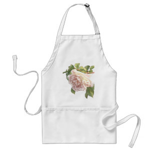 Elegant dusty peachy orange white floral rose adult apron