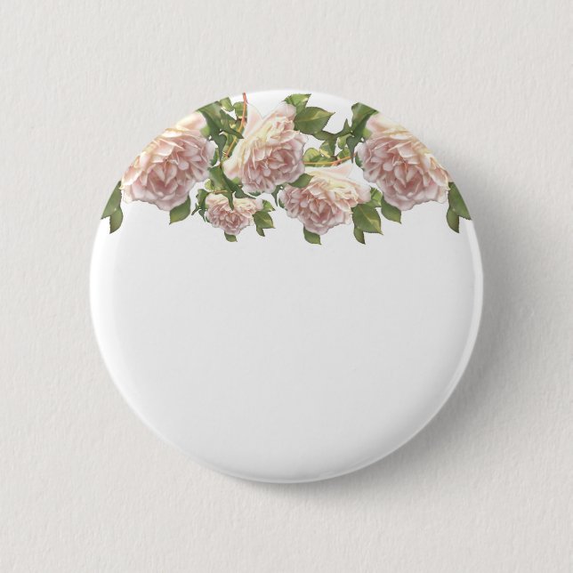 Elegant dusty peachy orange white floral rose button (Front)