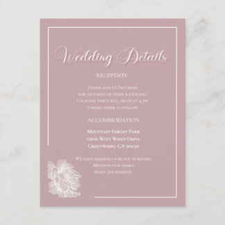 Elegant Dusty Pink and White Floral Wedding Enclosure Card