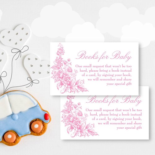 Elegant dusty pink baby shower book request enclosure card