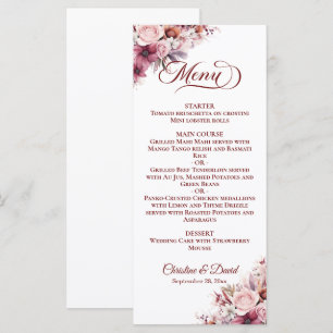 Elegant Dusty Pink Boho Floral Wedding Menu