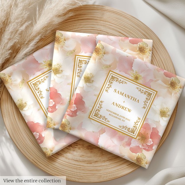 Elegant dusty pink boho floral wedding napkins (Elegant dusty pink boho floral wedding cloth napkins)