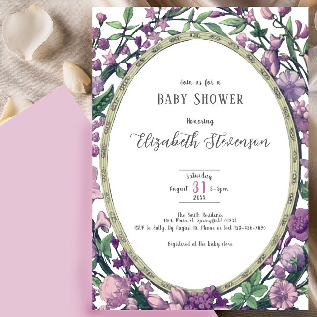 Elegant Dusty Pink Botanical Floral Baby Shower  Invitation (Creator Uploaded)