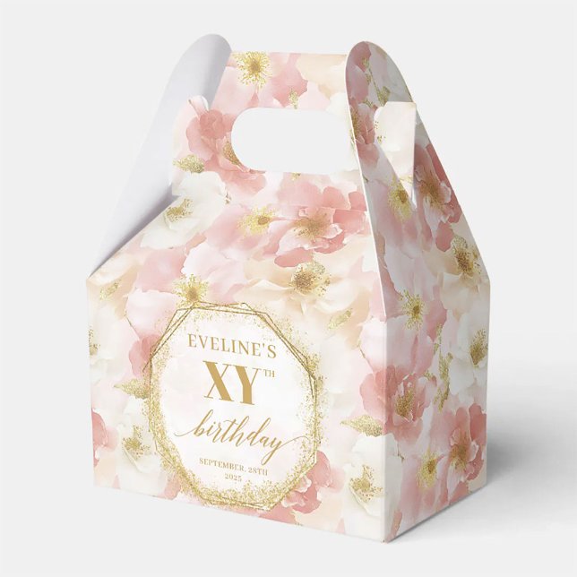 Elegant Dusty Pink Floral Birthday Party Favor Box (Elegant Dusty Pink Floral Birthday Party Favor Box)