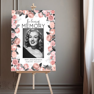 Elegant Dusty Pink Floral In Loving Memory Photo Foam Board
