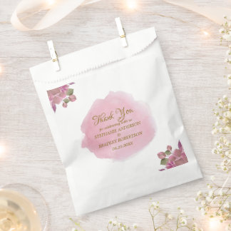 Elegant Dusty Pink Floral Wedding Thank You Favor Bag
