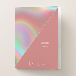 Elegant Dusty Pink Holographic Pocket Folder