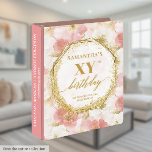 Elegant Dusty Pink Ivory Gold Birthday Ring Binder